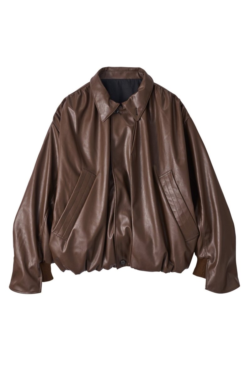 voluminous leather jacket(unisex)/brown - KNUTH MARF