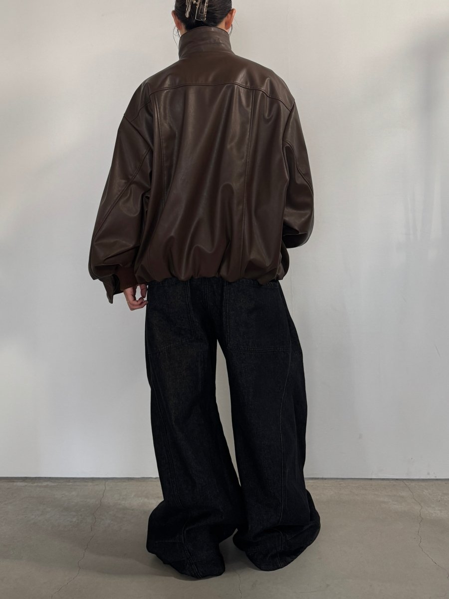 voluminous leather jacket(unisex)/brown - KNUTH MARF