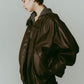 voluminous leather jacket(unisex)/brown - KNUTH MARF