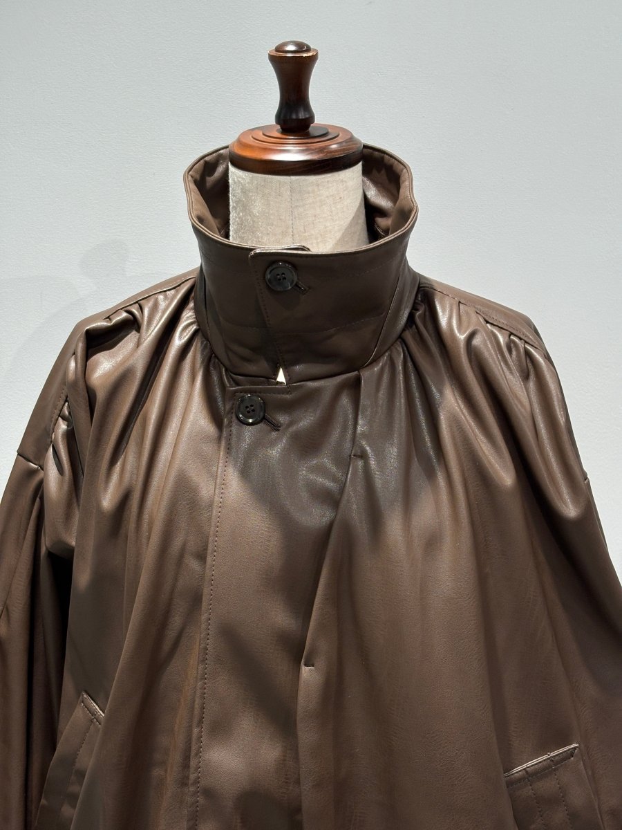voluminous leather jacket(unisex)/brown - KNUTH MARF