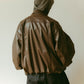 voluminous leather jacket(unisex)/brown - KNUTH MARF