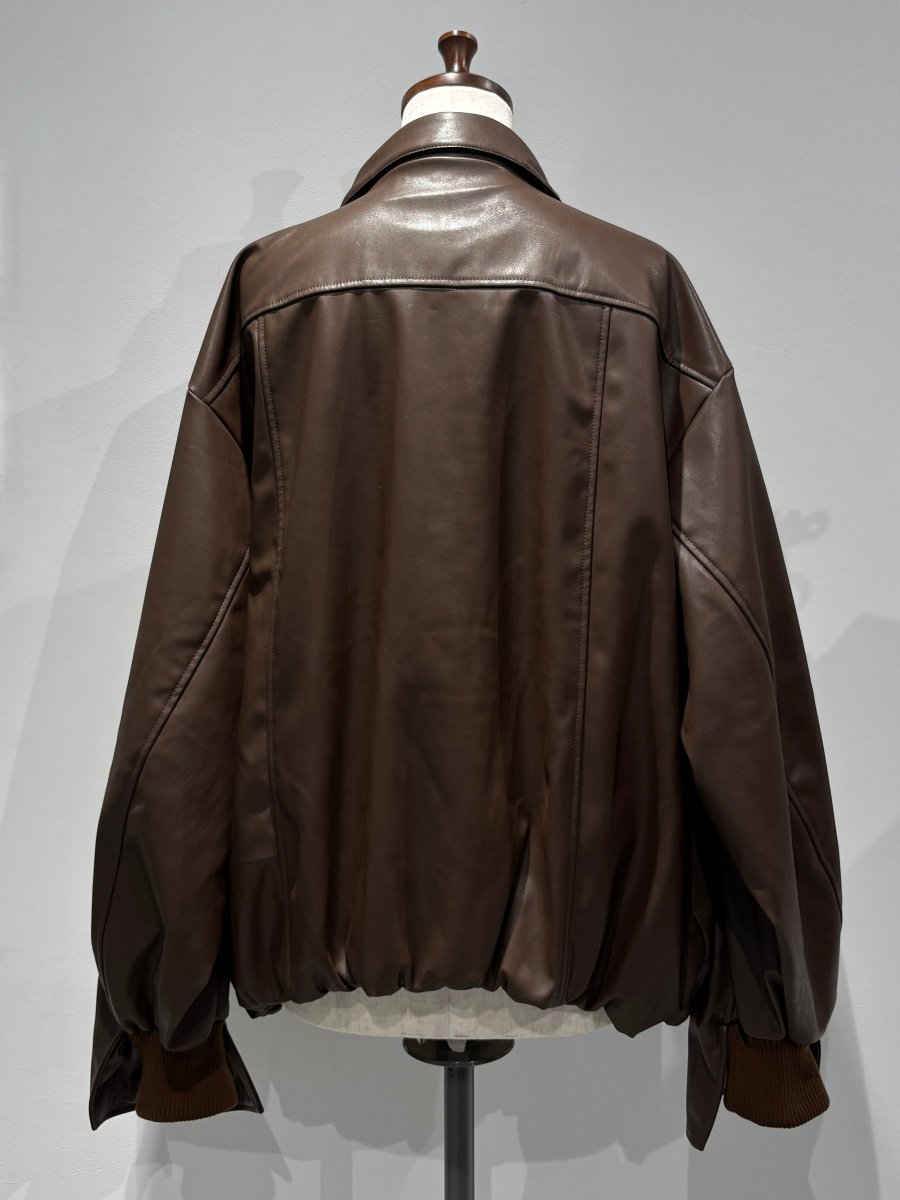 voluminous leather jacket(unisex)/brown - KNUTH MARF
