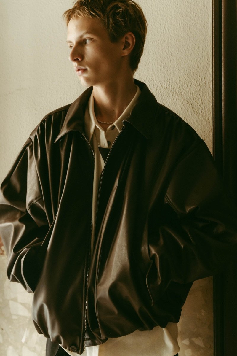 voluminous leather jacket(unisex)/brown | KNUTH MARF