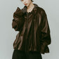 voluminous leather jacket(unisex)/brown - KNUTH MARF