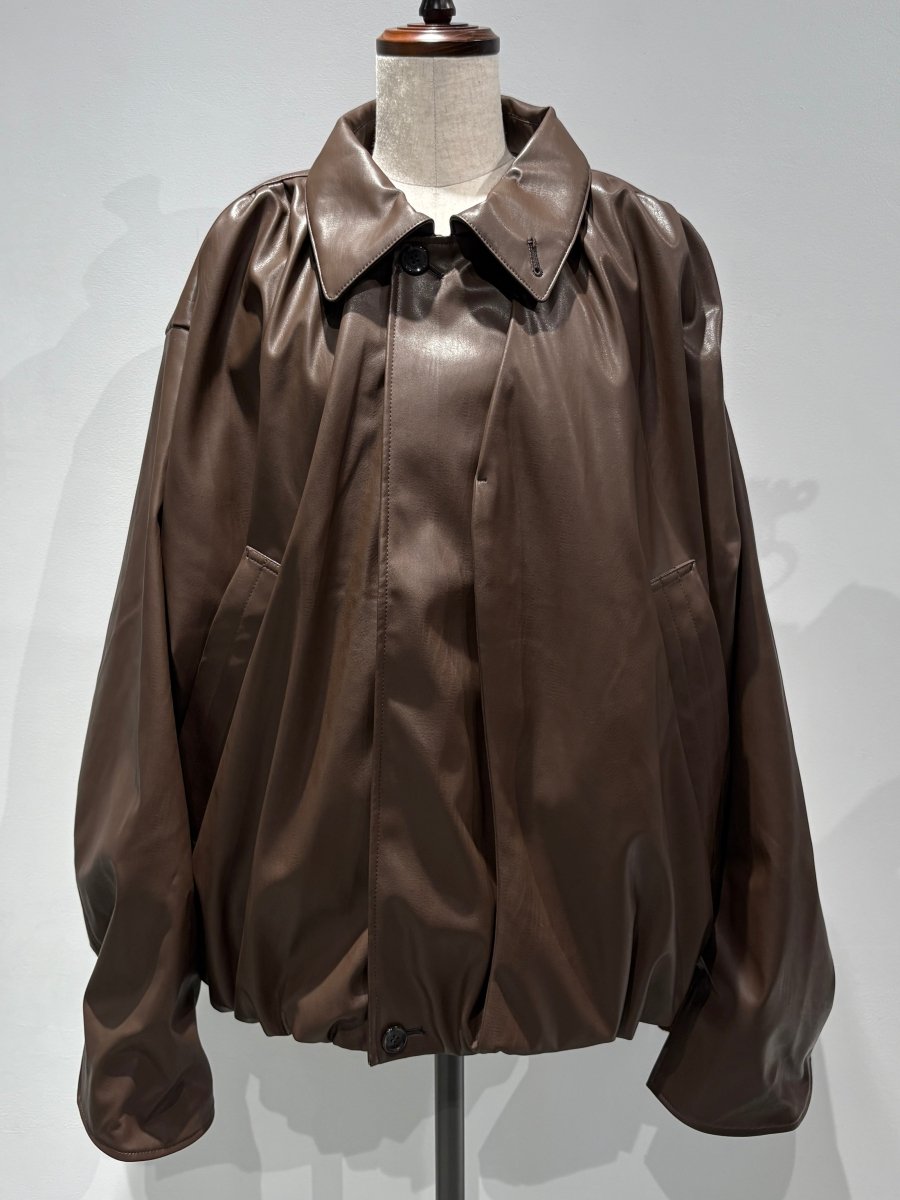 voluminous leather jacket(unisex)/brown - KNUTH MARF
