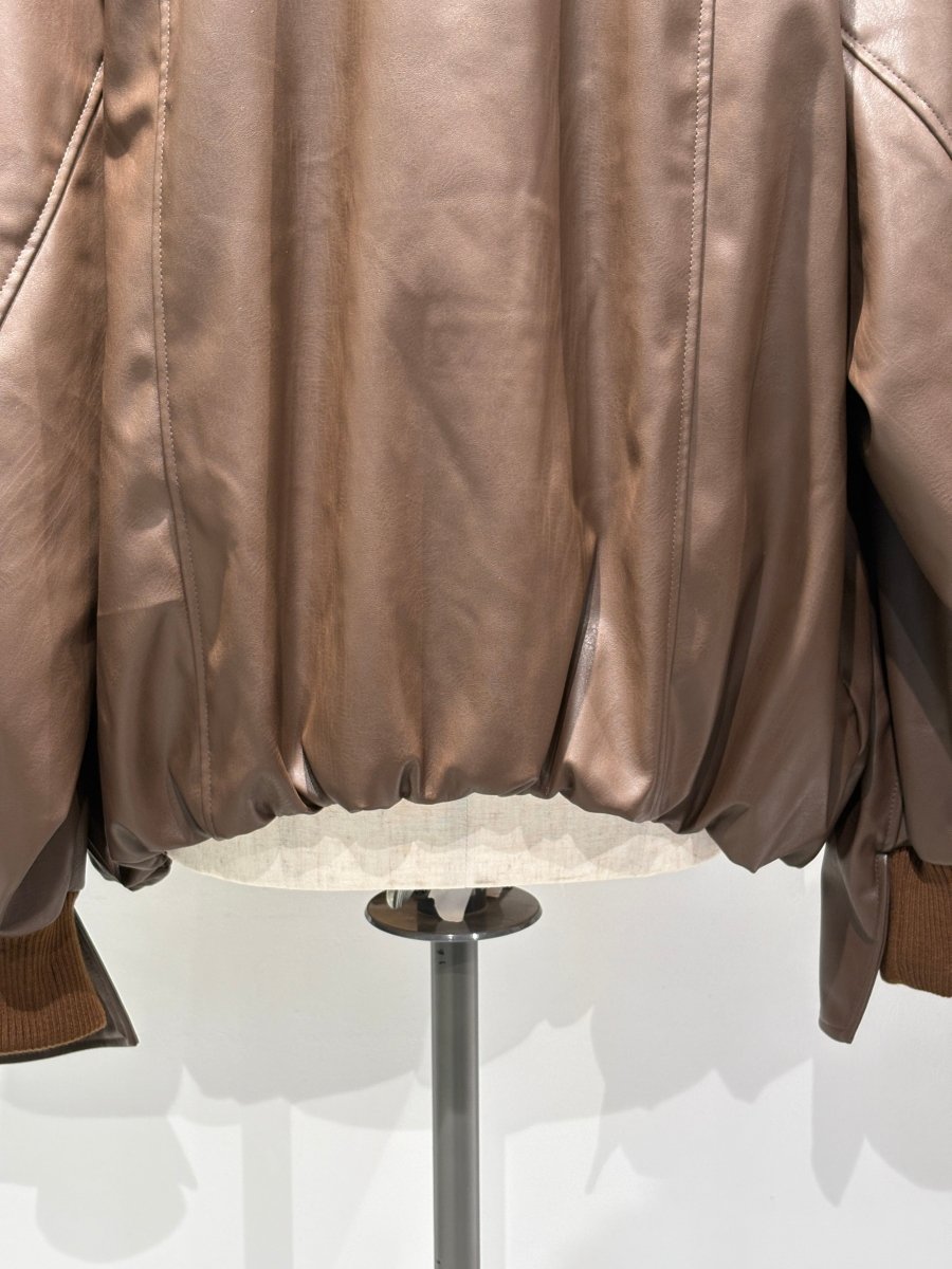 voluminous leather jacket(unisex)/brown - KNUTH MARF