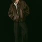 voluminous leather jacket(unisex)/brown - KNUTH MARF