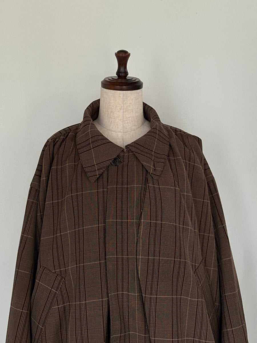 voluminous leather jacket(unisex)/check - KNUTH MARF