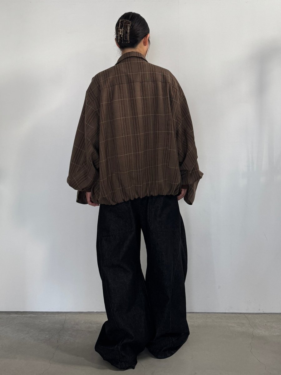 voluminous leather jacket(unisex)/check - KNUTH MARF