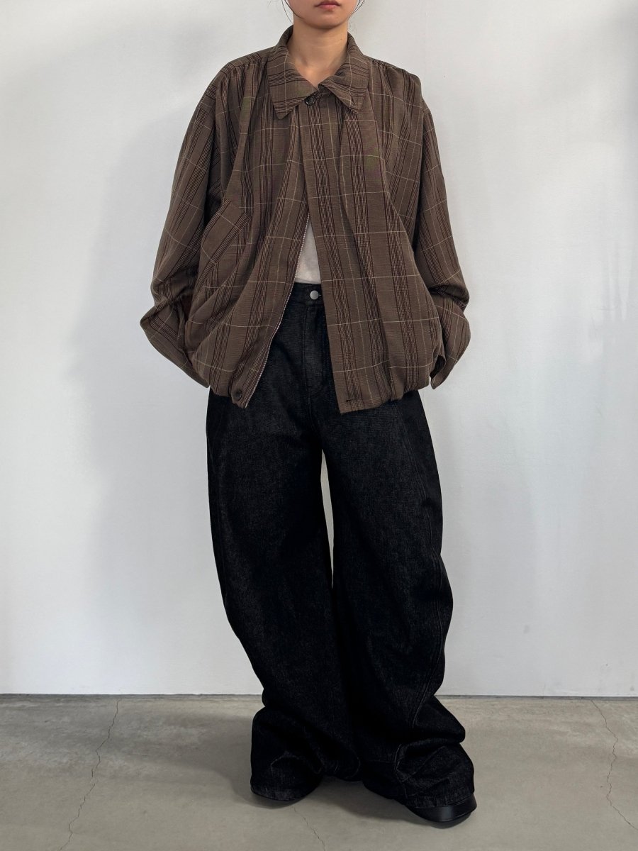voluminous leather jacket(unisex)/check - KNUTH MARF
