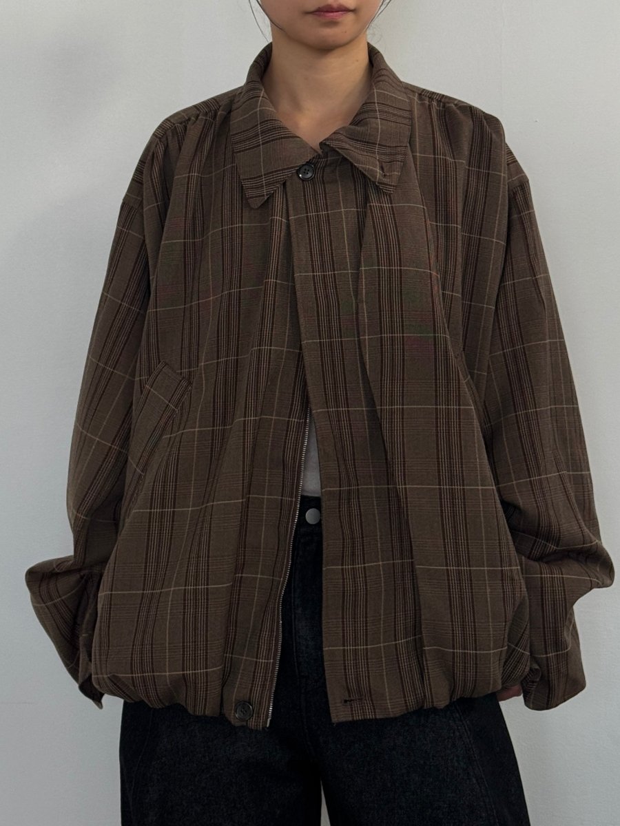 voluminous leather jacket(unisex)/check - KNUTH MARF