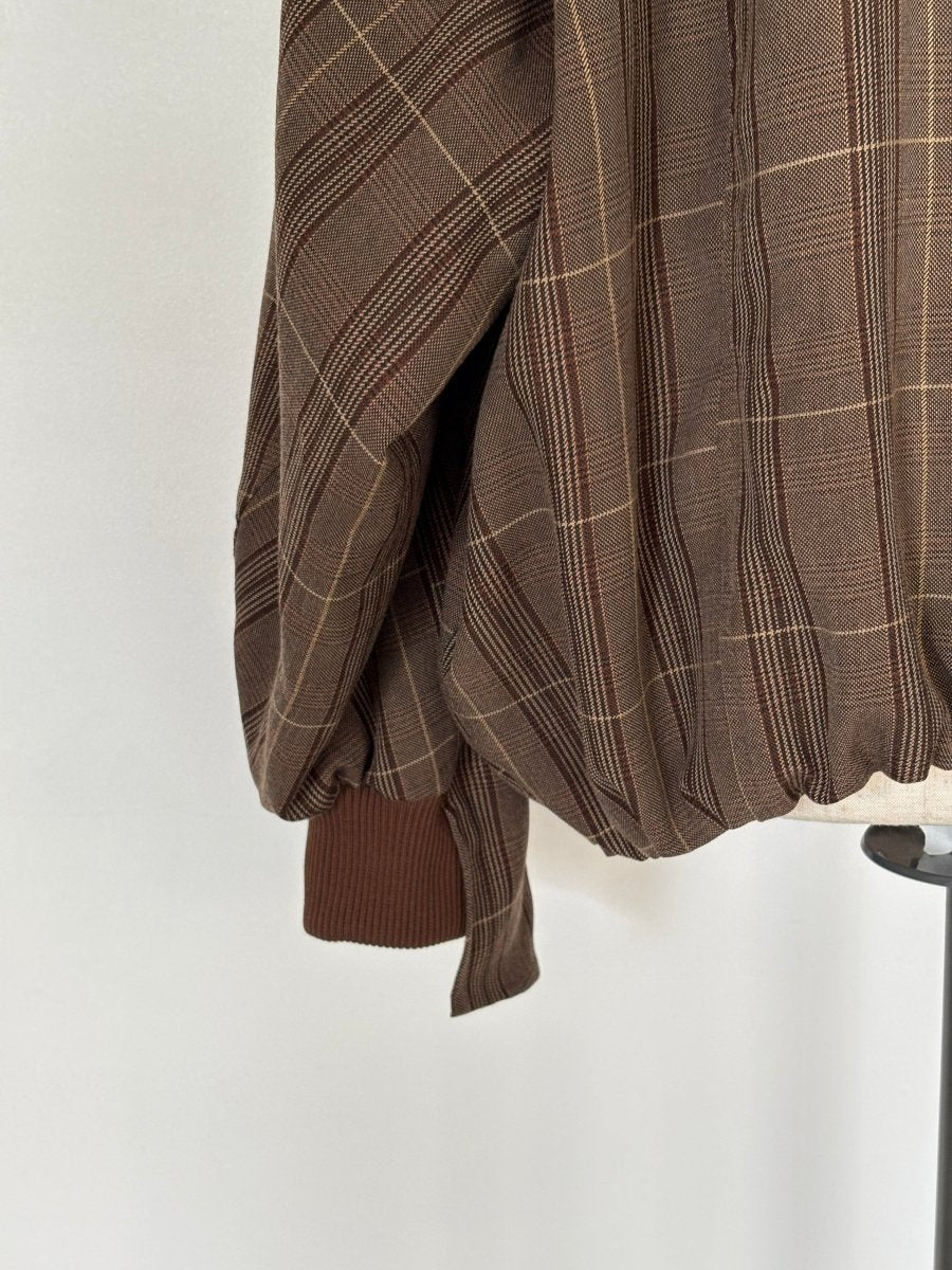 voluminous leather jacket(unisex)/check - KNUTH MARF