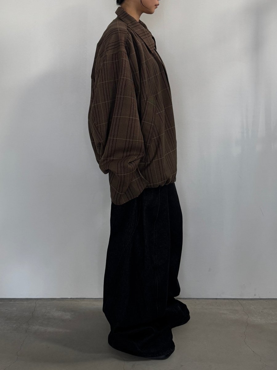 voluminous leather jacket(unisex)/check - KNUTH MARF