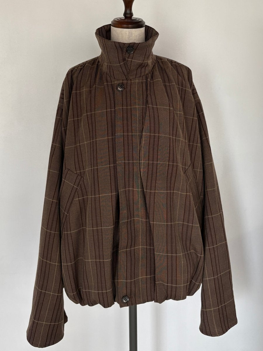 voluminous leather jacket(unisex)/check - KNUTH MARF