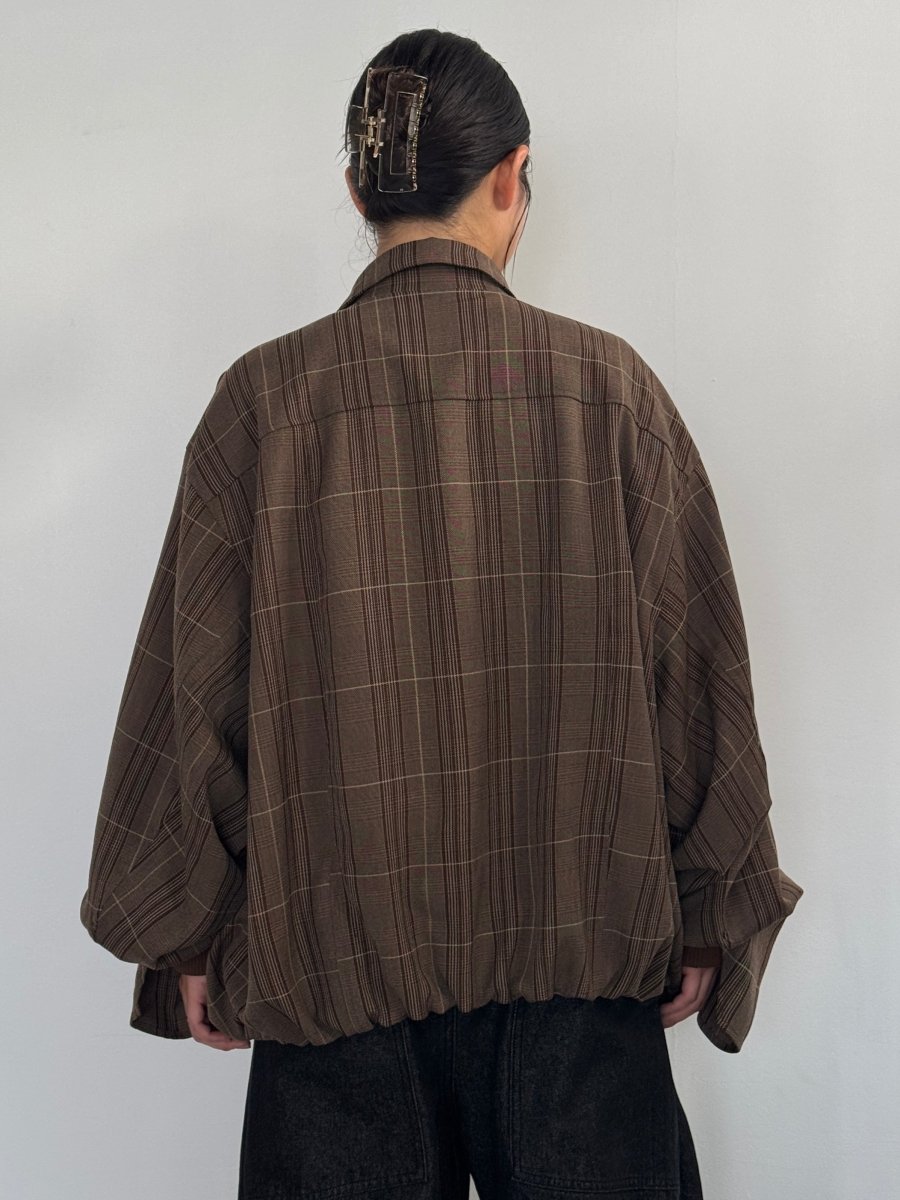 voluminous leather jacket(unisex)/check - KNUTH MARF
