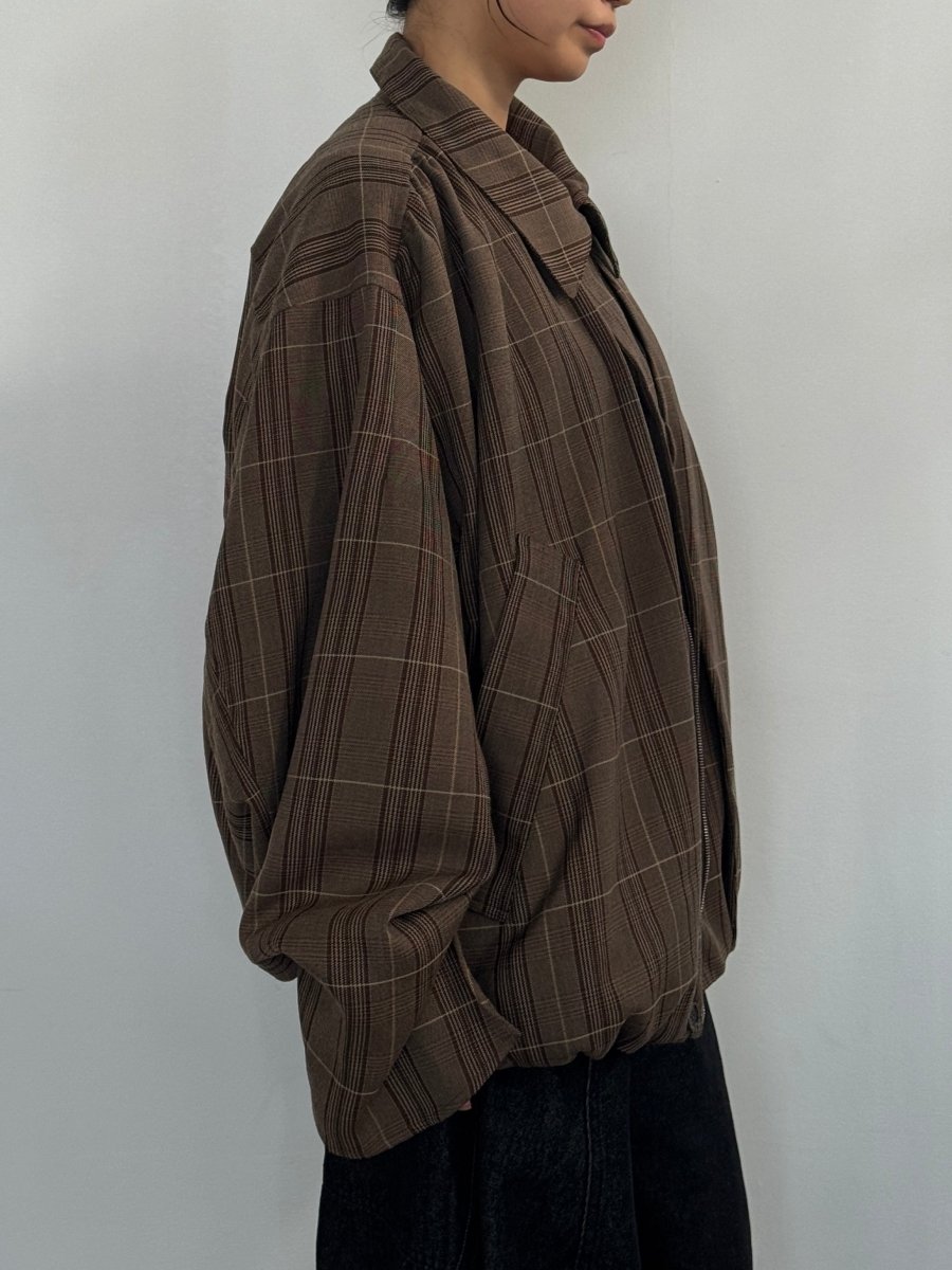 voluminous leather jacket(unisex)/check - KNUTH MARF
