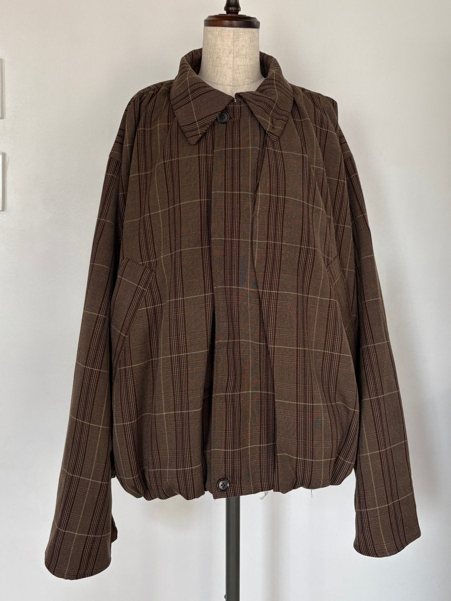 voluminous leather jacket(unisex)/check - KNUTH MARF