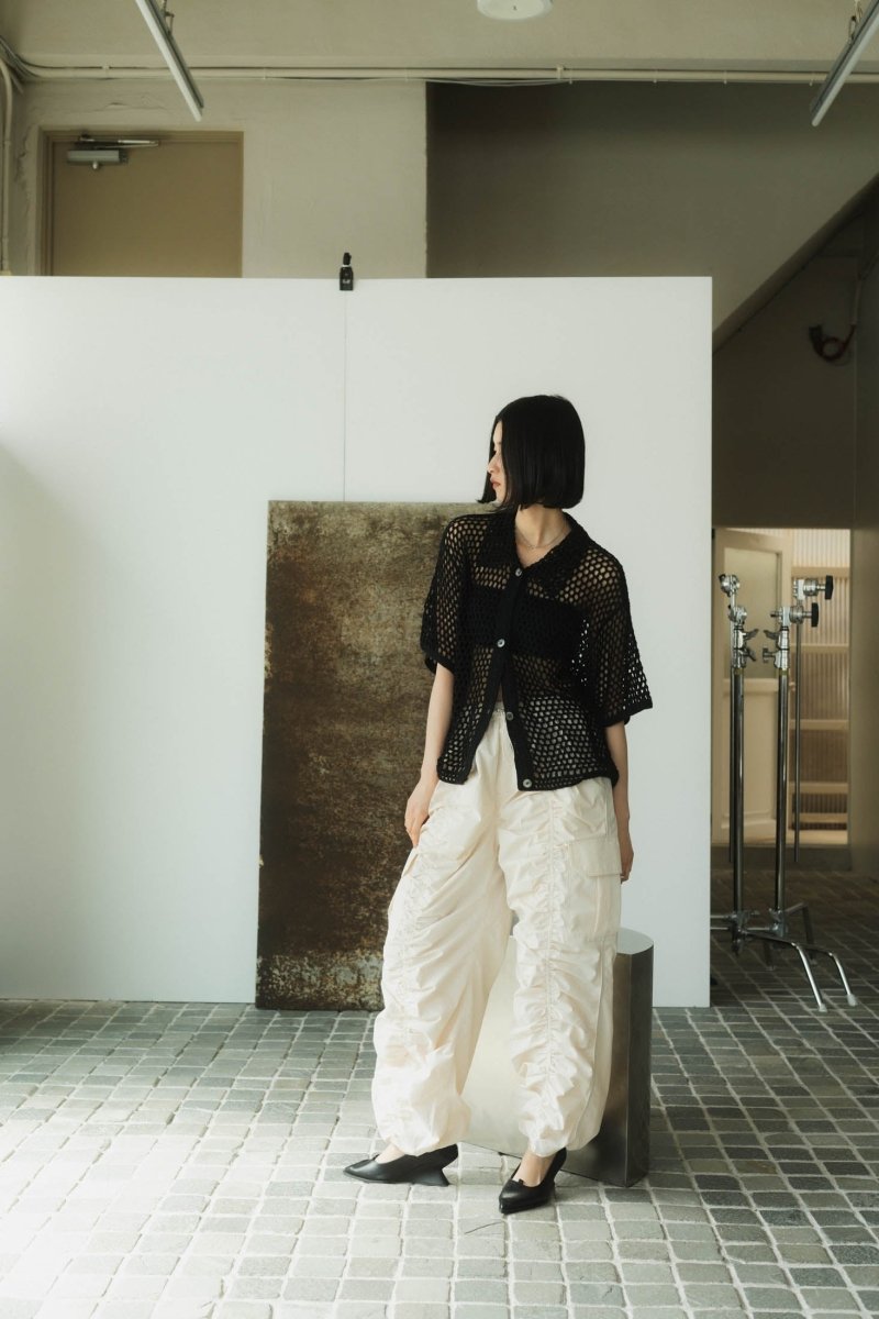 waterproof gathered pants/2color
