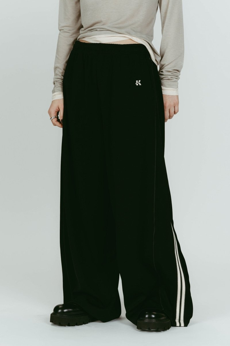 zip - up track pants(unisex)/black - KNUTH MARF