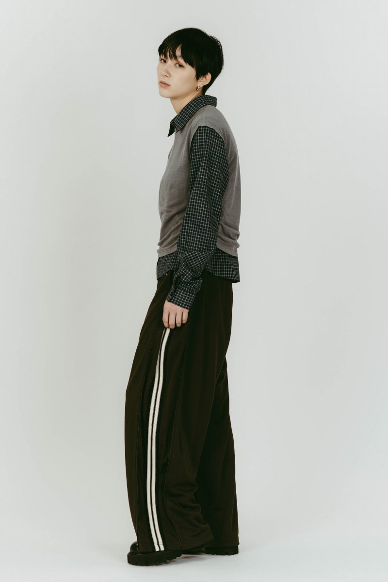 zip - up track pants(unisex)/brown - KNUTH MARF