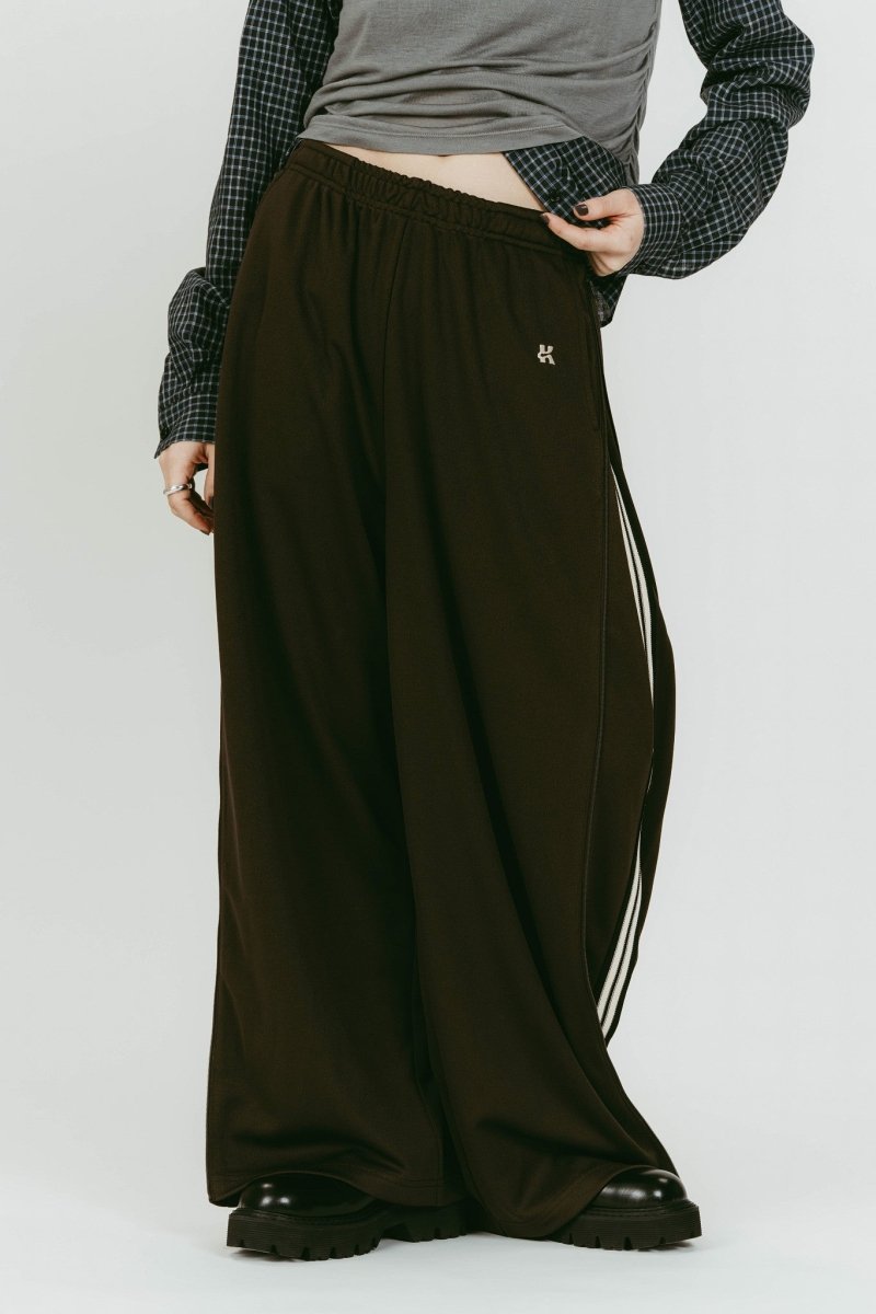 zip - up track pants(unisex)/brown - KNUTH MARF