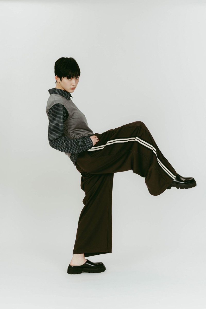 zip - up track pants(unisex)/brown - KNUTH MARF