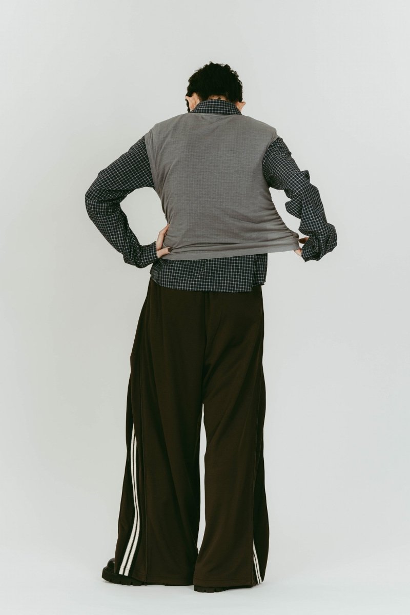 zip - up track pants(unisex)/brown - KNUTH MARF