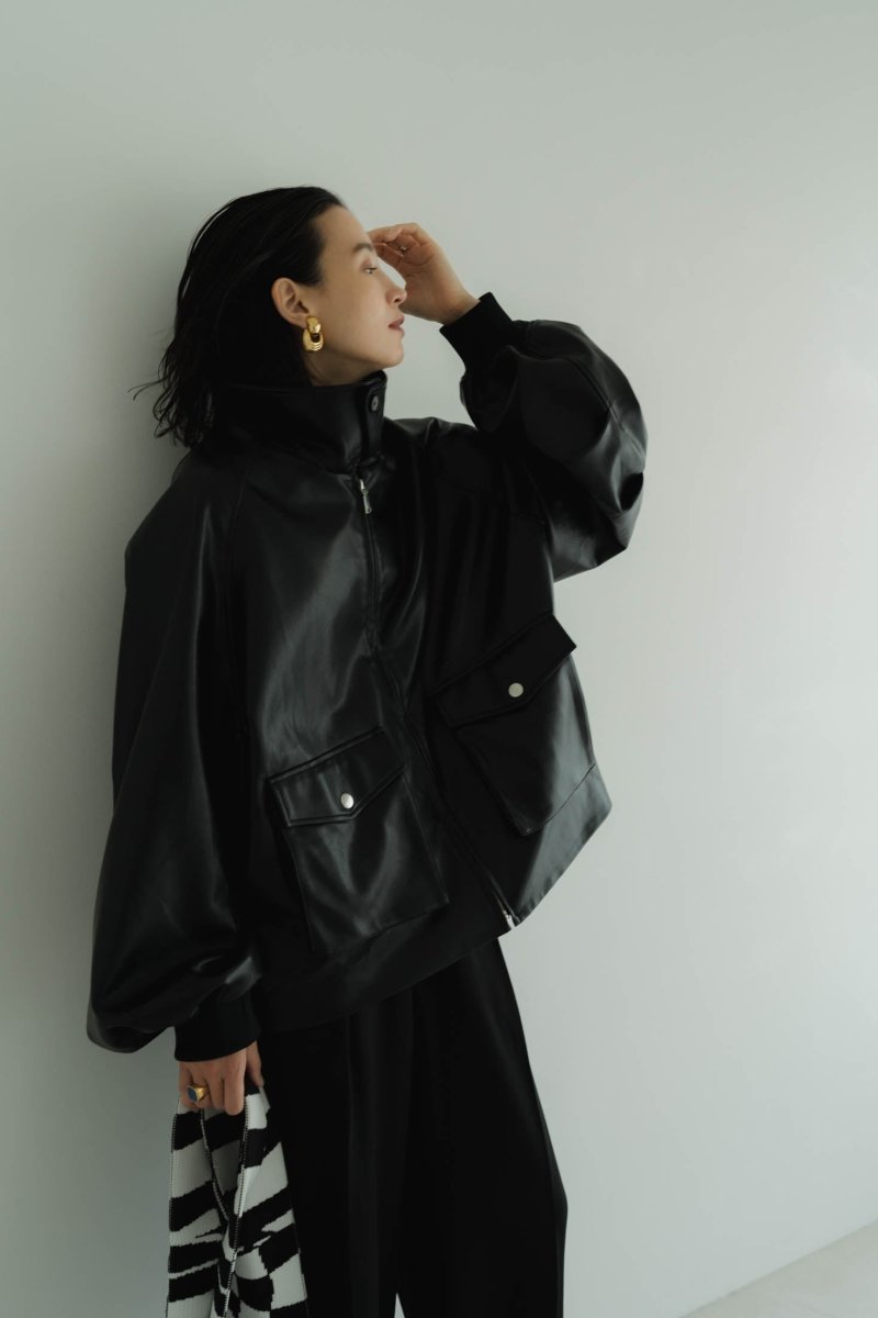 【10/27〜出荷】round sleeve flight jacket/leatherblack (unisex)