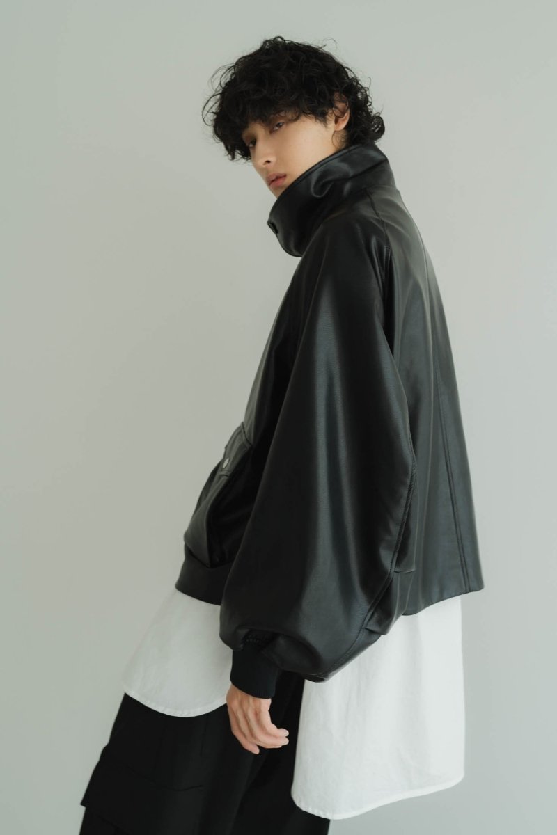 【10/27〜出荷】round sleeve flight jacket/leatherblack (unisex)