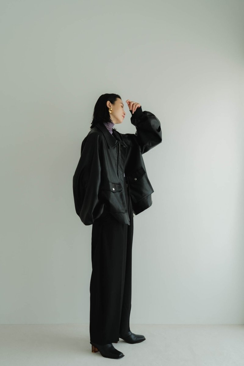 【10/27〜出荷】round sleeve flight jacket/leatherblack (unisex) - KNUTH MARF