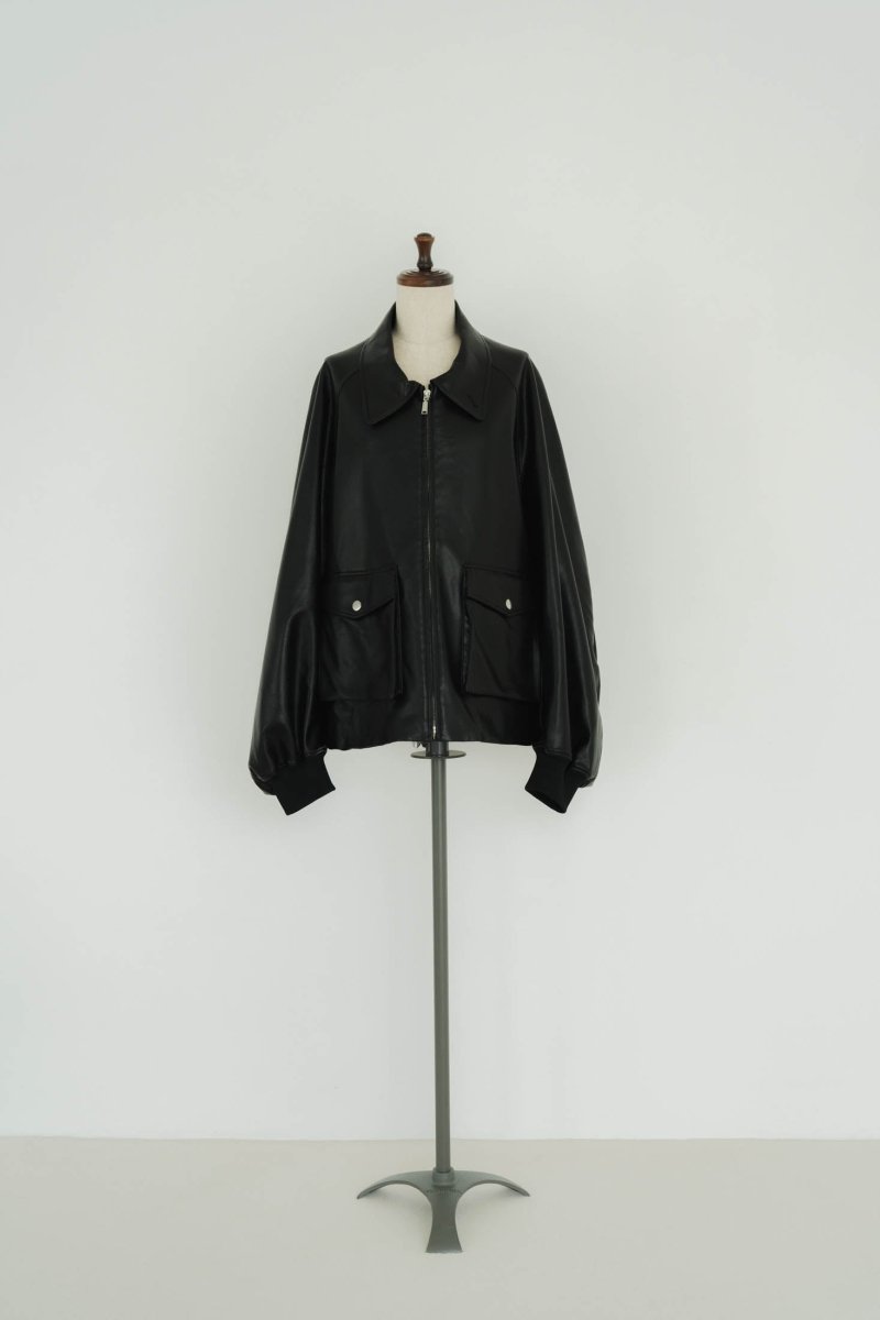 10/27〜出荷】round sleeve flight jacket/leatherblack (unisex