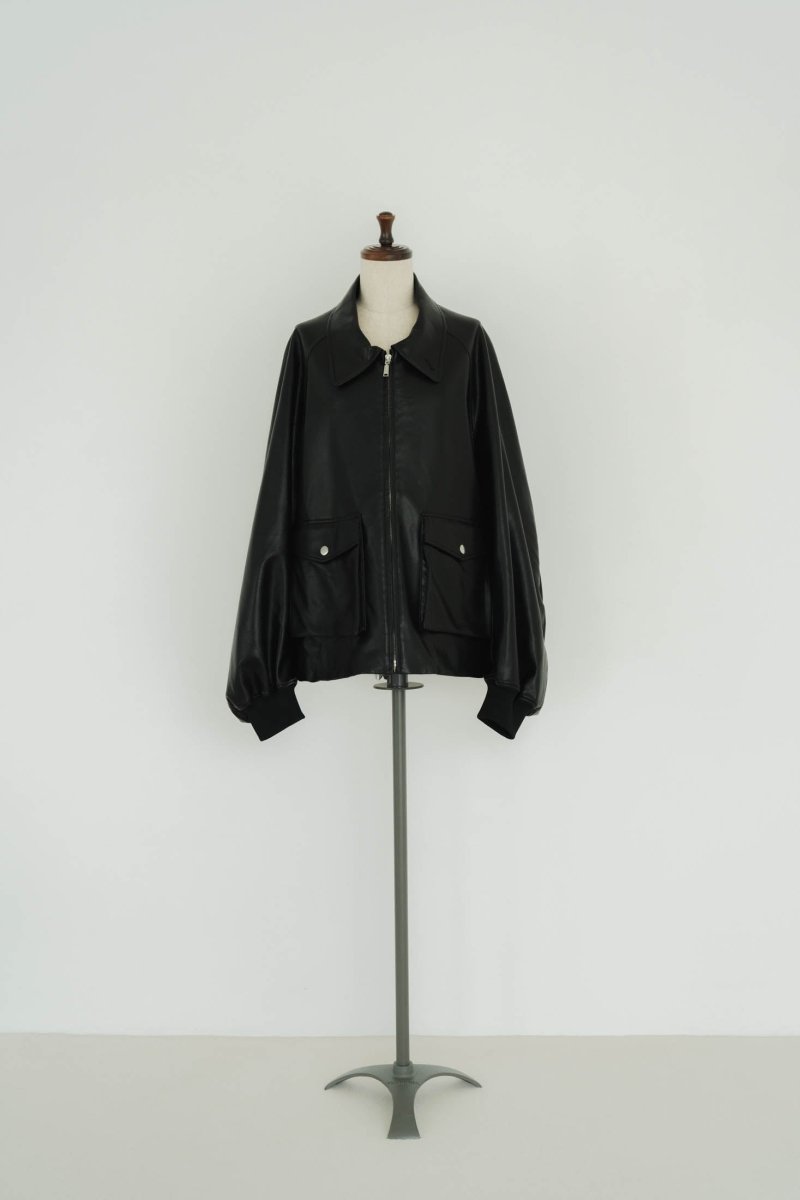 round sleeve flight jacket/leatherblack (unisex) | KNUTH MARF