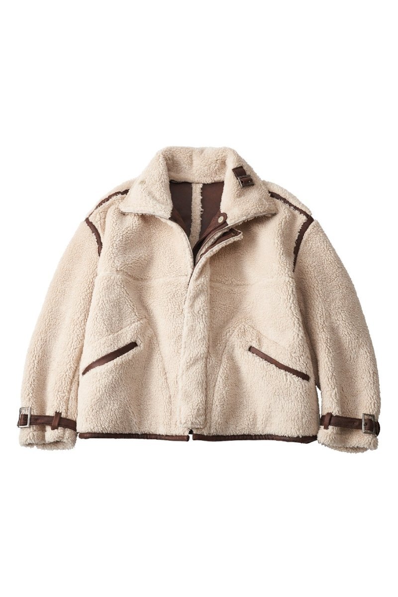 【11/30~出荷】reversible mouton jacket(unisex)/beige-S size - KNUTH MARF