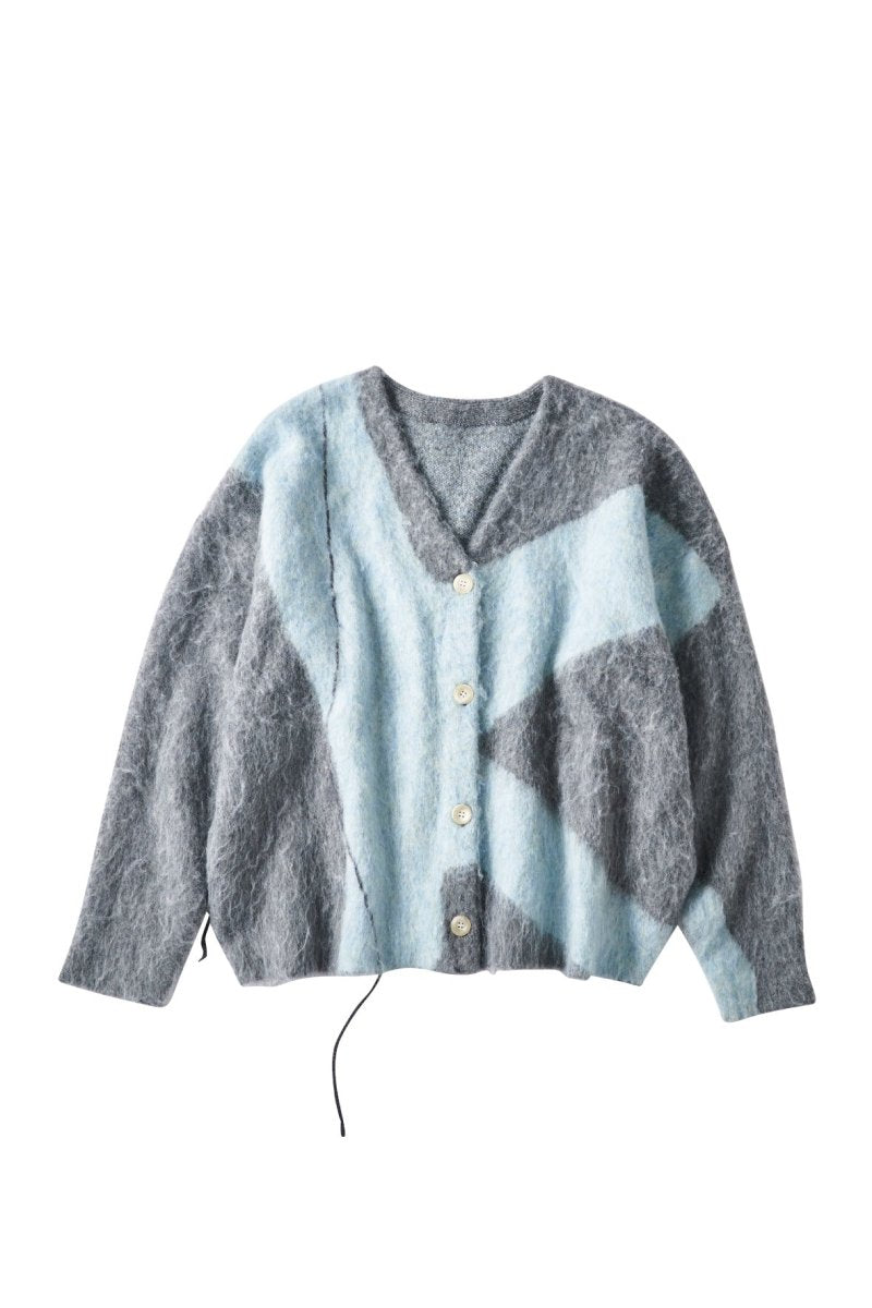 accent mohair cardigan(unisex)/graysk-