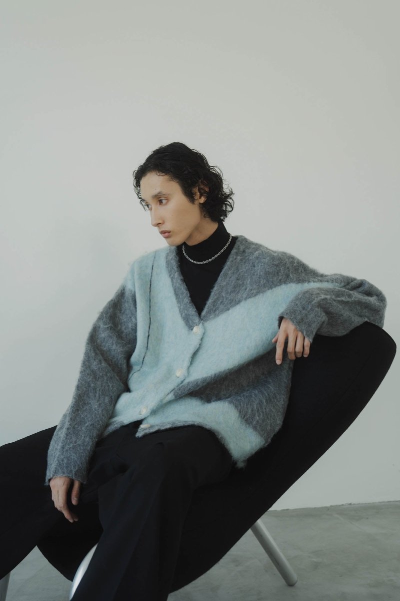 accent mohair cardigan(unisex)/graysk-