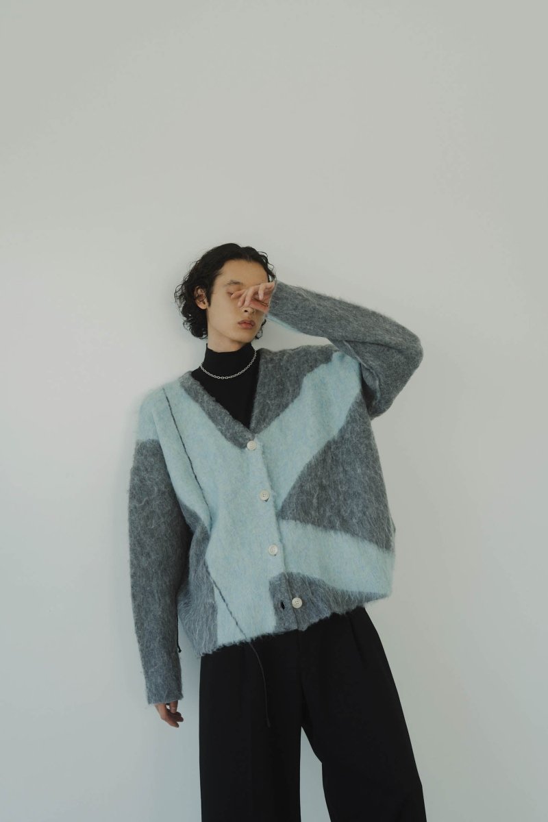 accent mohair cardigan(unisex)/graysky