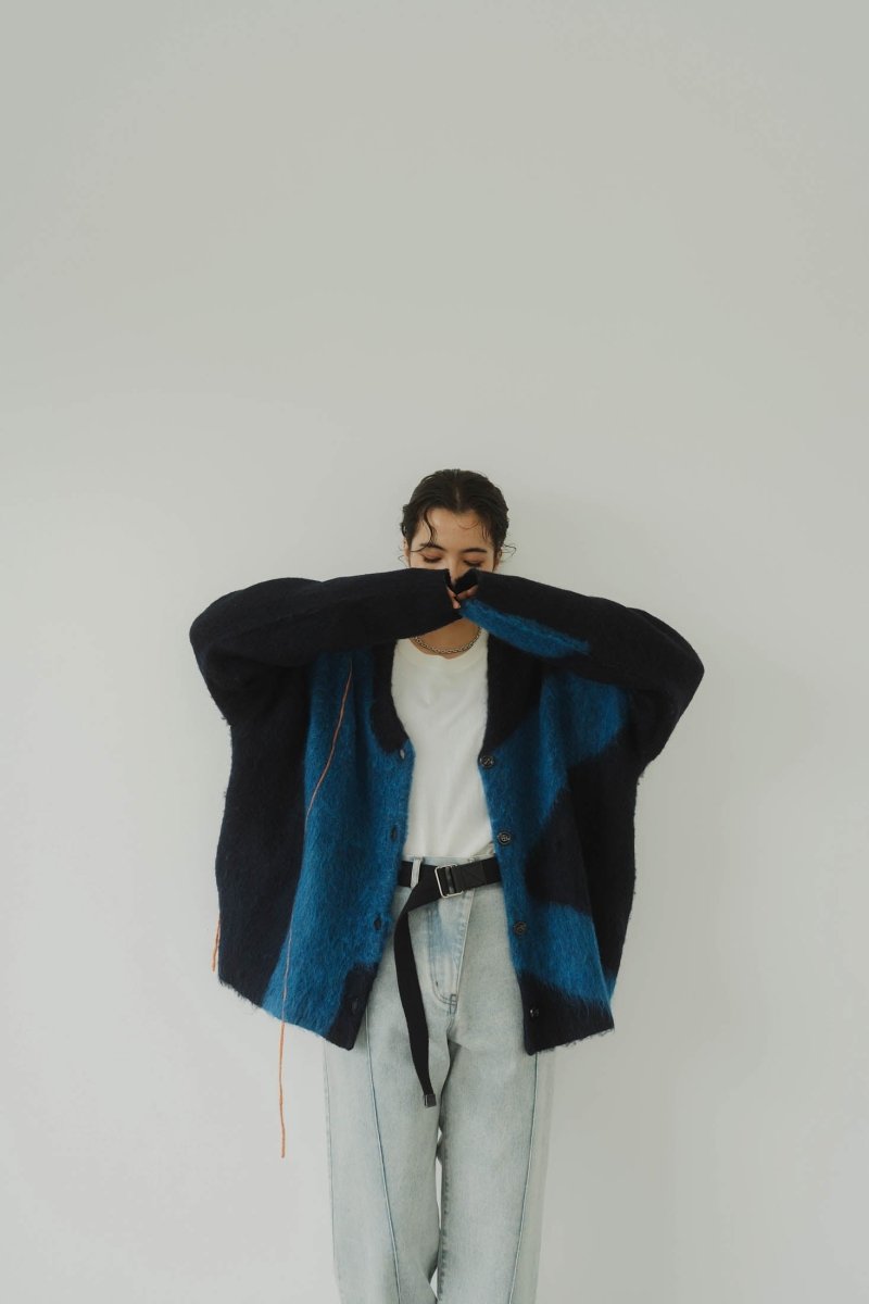 【11/6~出荷】accent mohair cardigan(unisex)/navyblue/MAN - KNUTH MARF