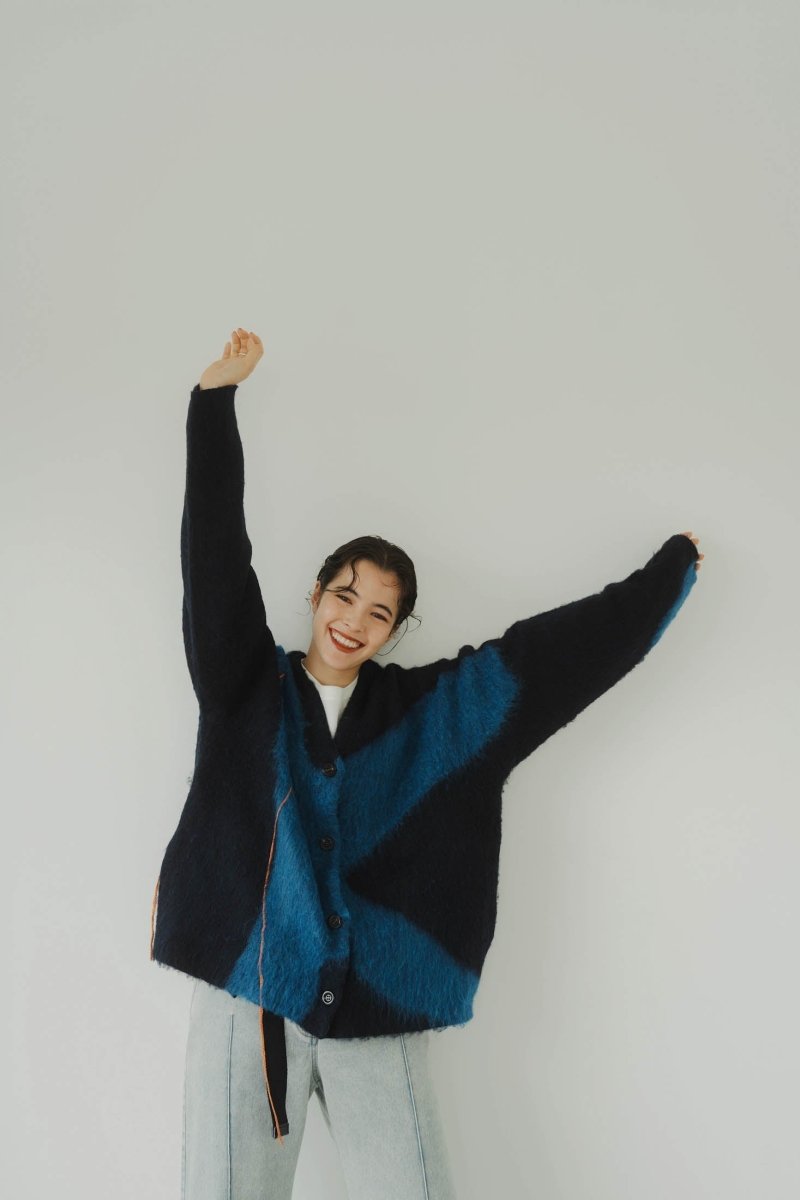 【11/6~出荷】accent mohair cardigan(unisex)/navyblue/MAN - KNUTH MARF