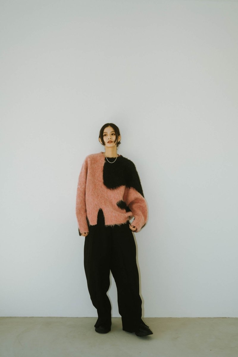 accent knit pullover(unisex)/pinkblack | KNUTH MARF