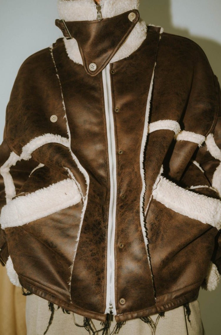 reversible mouton jacket(unisex)/beige