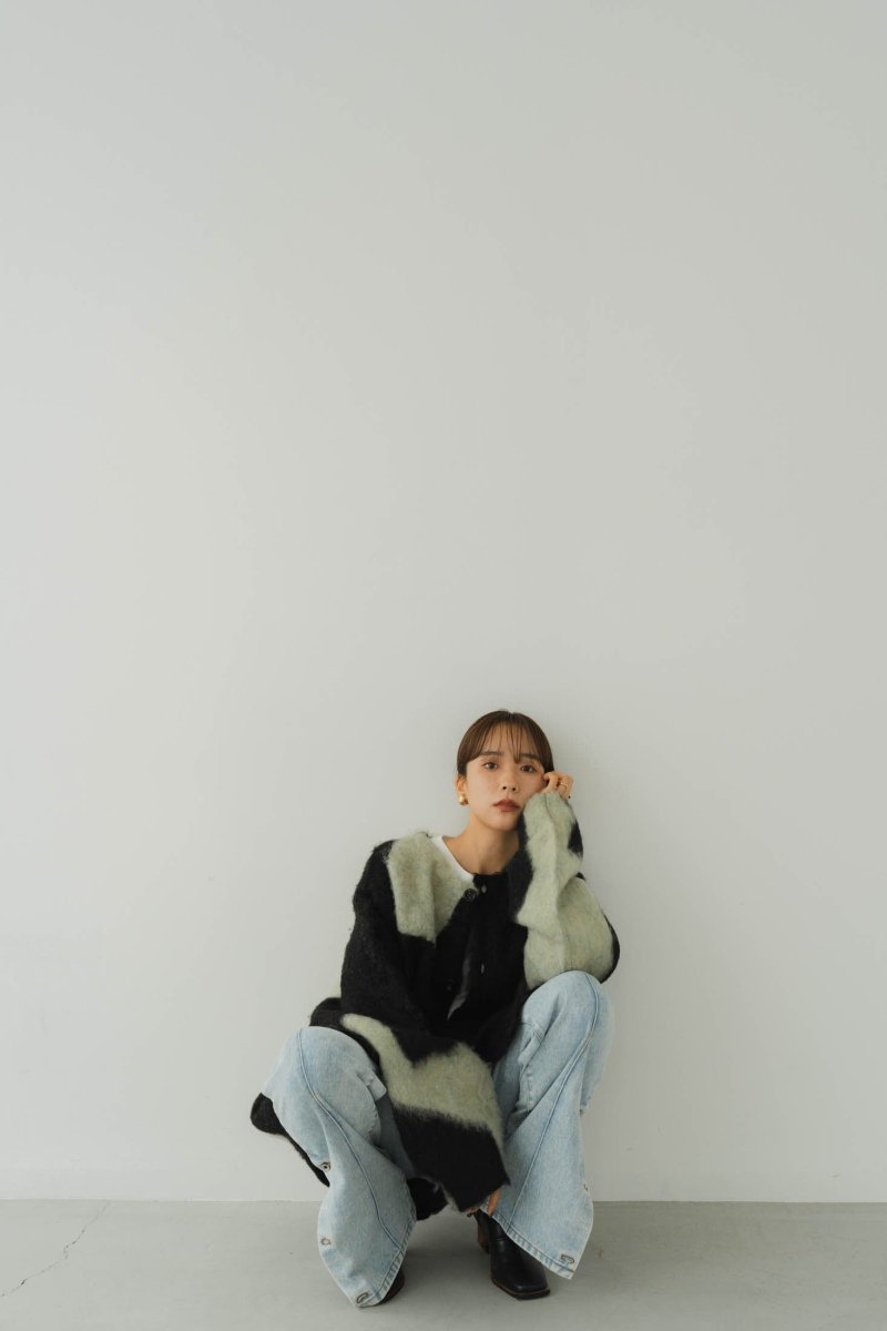 【12/26~出荷】mix mohair cardigan/blackgreen(追加販売) - KNUTH MARF