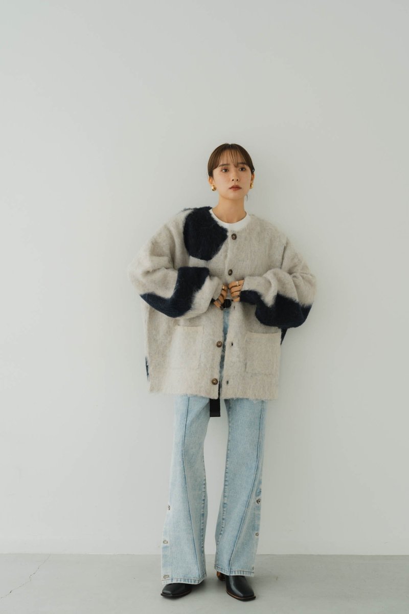 mix mohair cardigan/graynavy/ Knuth Marf-