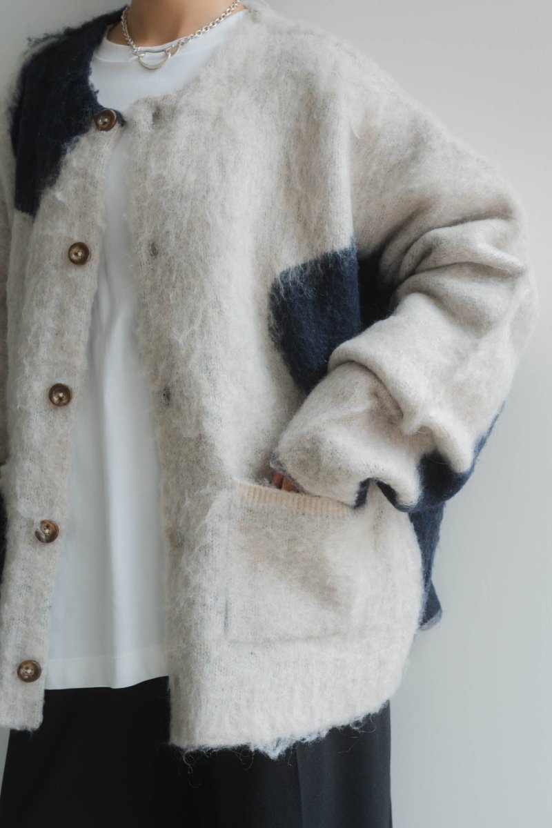 mix mohair cardigan/graynavy