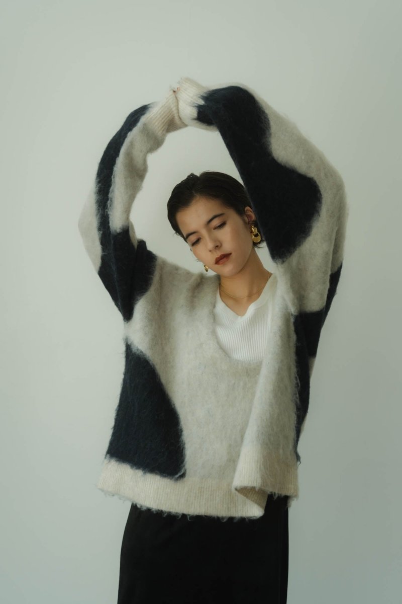 knuth marf Uneck knit pullover graynavyニット/セーター