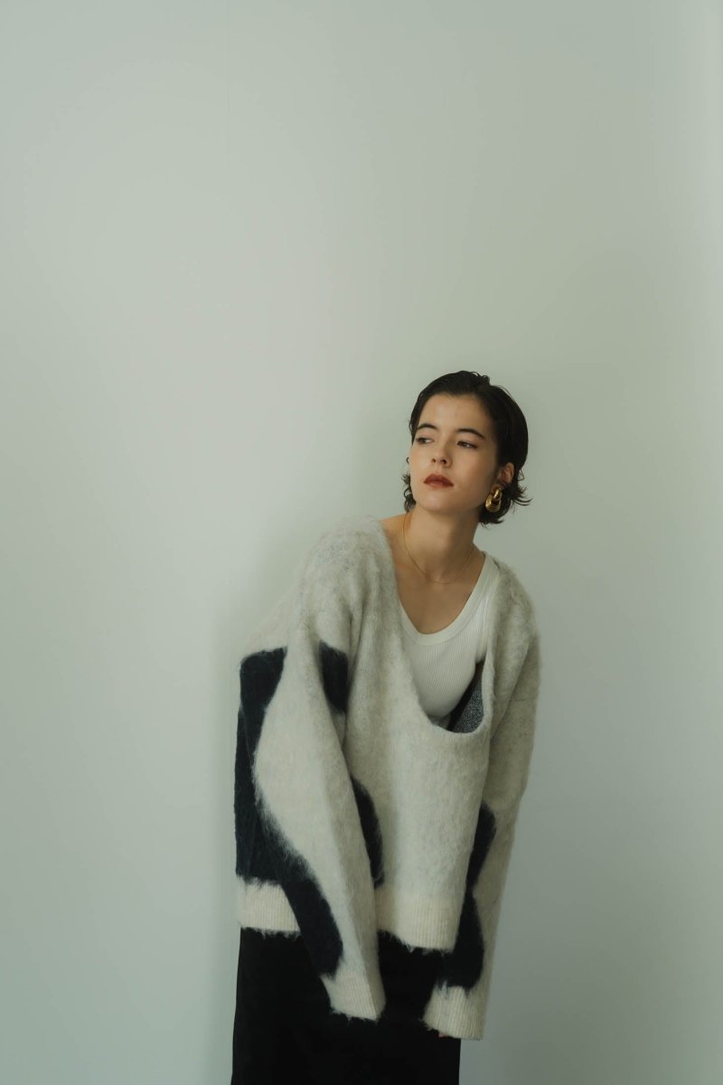【12/26〜出荷】Uneck knit pullover(unisex)/graynavy(追加販売10/22 20:00~ 10/24 12:00)