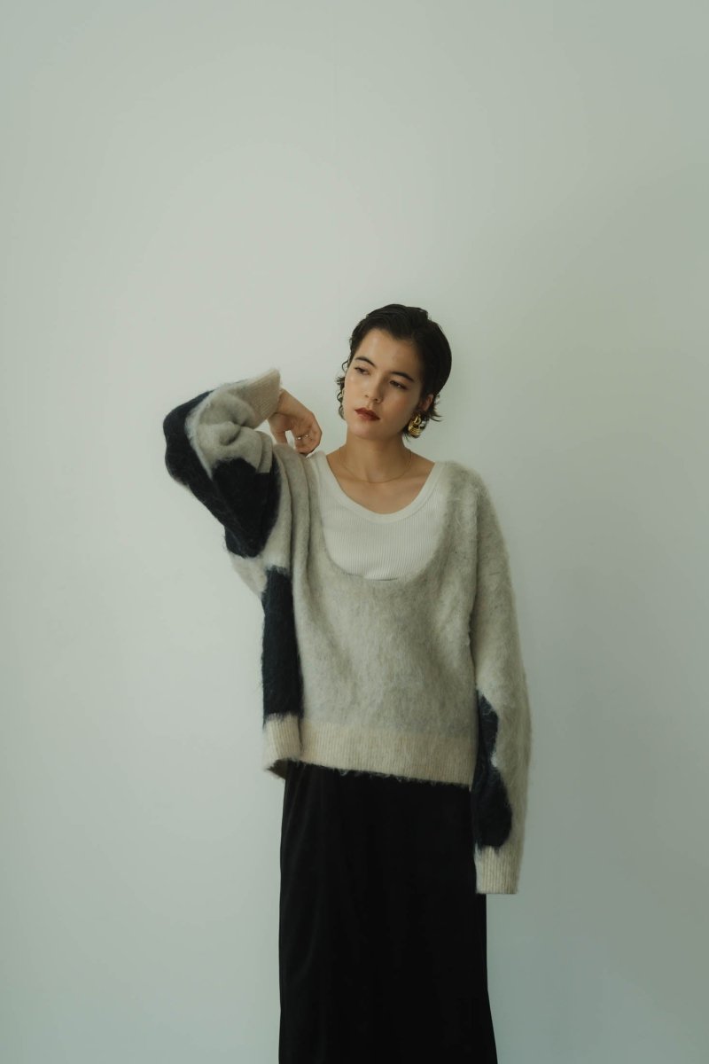 knuth marf Uneck knit pullover graynavyニット/セーター