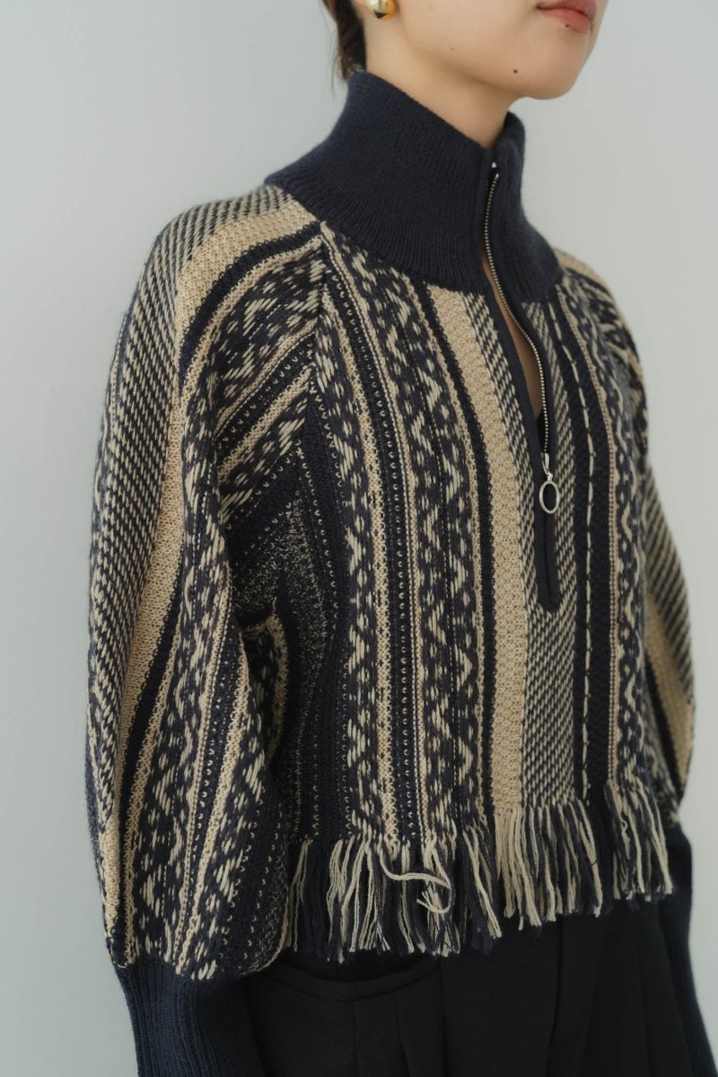 ethnic fringe knit/2color