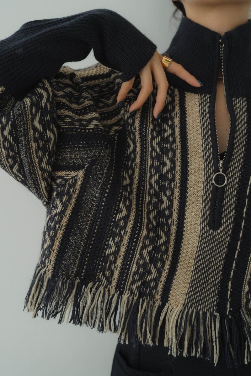 新品【Knuth Marf】ethnic fringe knit black