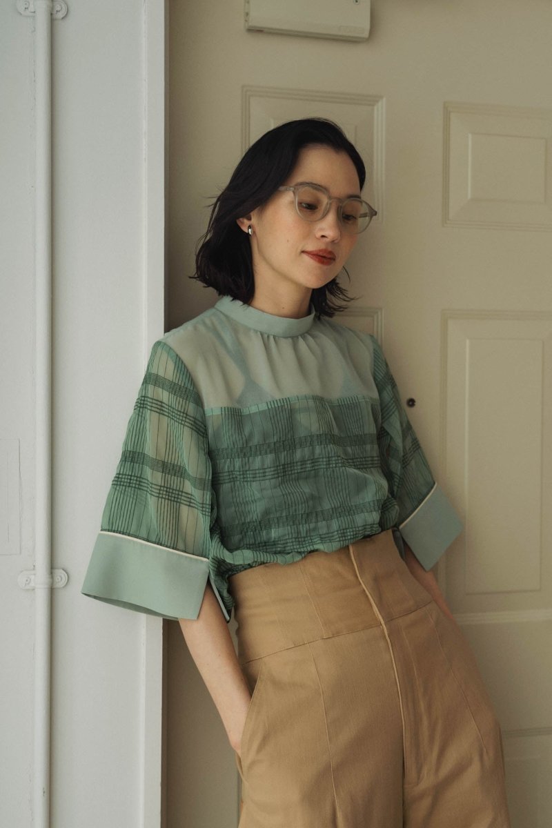 2way sheer checked tops/green | KNUTH MARF