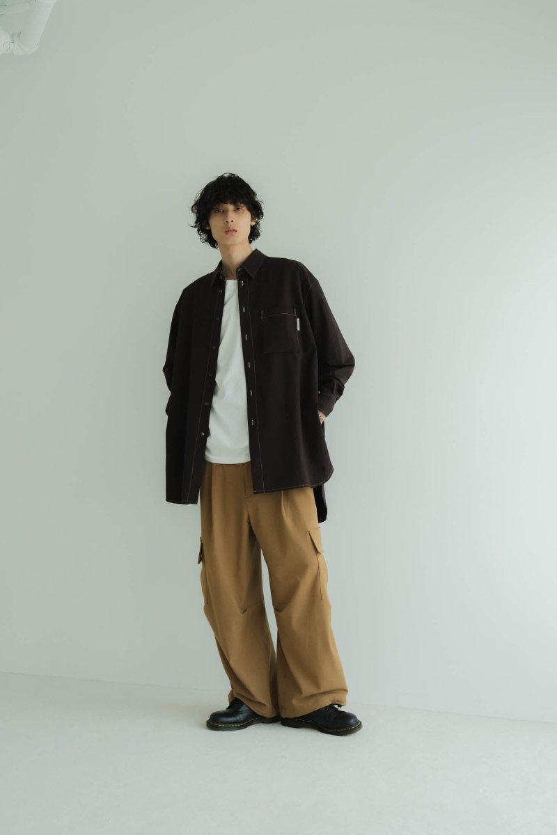 2way slit long shirt/brown | KNUTH MARF